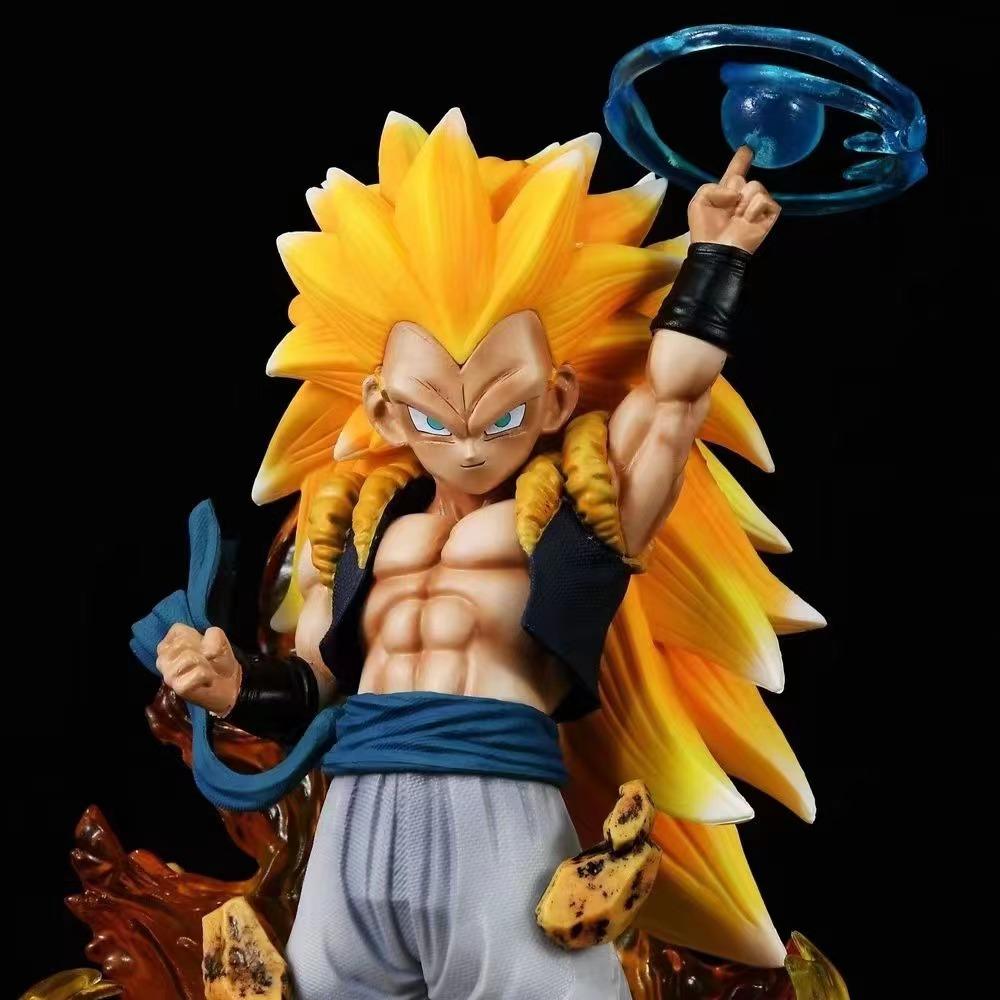 In Stock 22cm Drogan Boll Z Gotenks Figure Gotenks Sjj3 Pvc Action Figures Gk Statue With Light Base Collection Model Toys