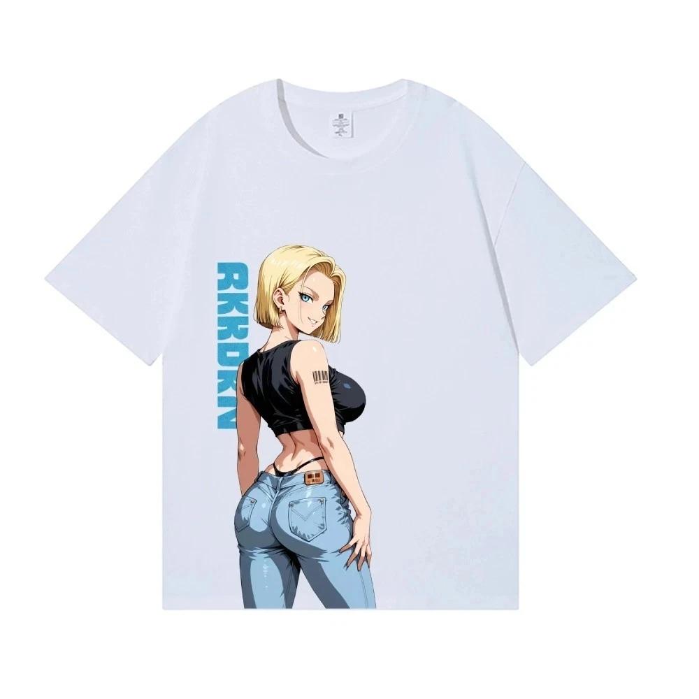 Dragon Ball Z Lazuli Cotton T-Shirt Anime Android 18 Pure Cotton Unisex Printed S