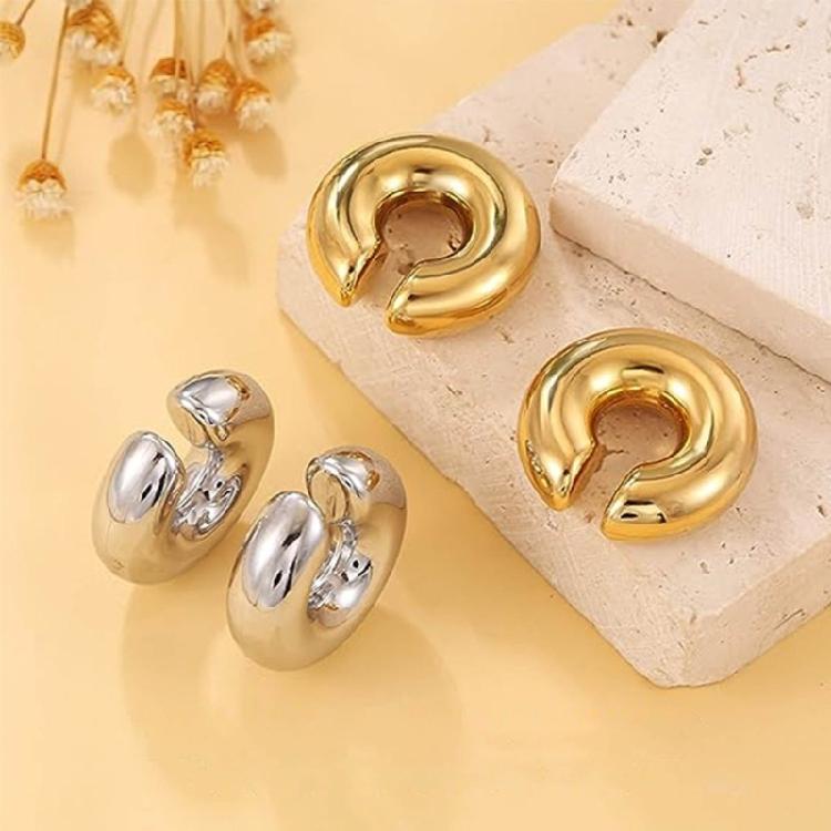 Chic Cartilage Cuff Earring Gold/Silver Ear Clip Unisex Statement Ear Adornments