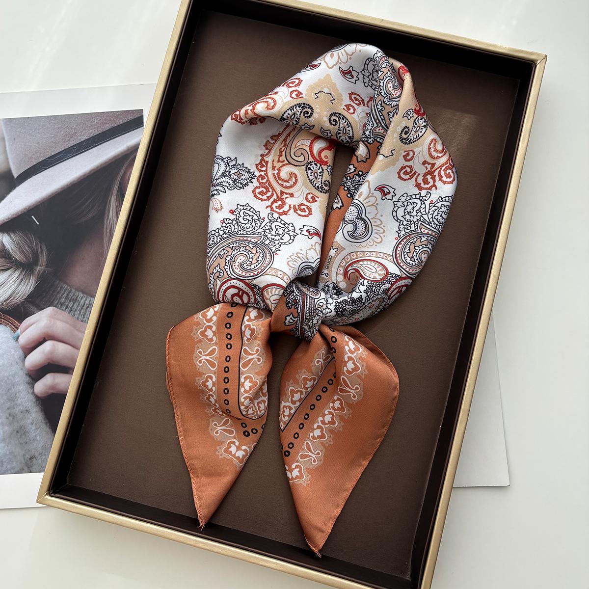 

Fashion Women Print Square Scarf Silk Feeling Neckerchief Bandana Lady Shawl Scarves Wrap Head Kerchief Hair Band Ties 70x70cm