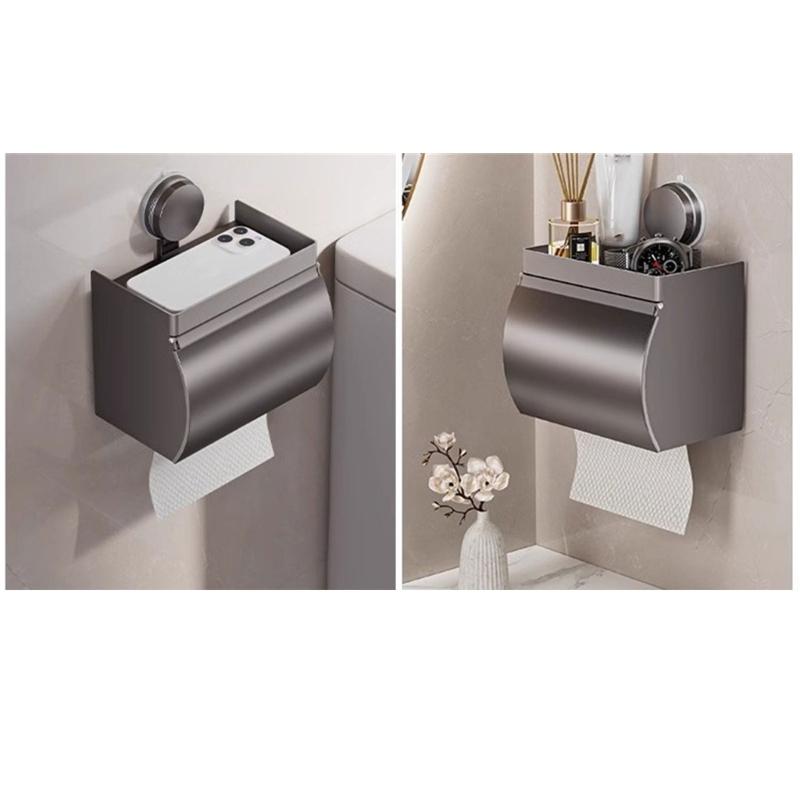 Space Saving Suction Cup Tissue Holder with No Drill Installation for Kitchen and Bathroom Essential Storage
