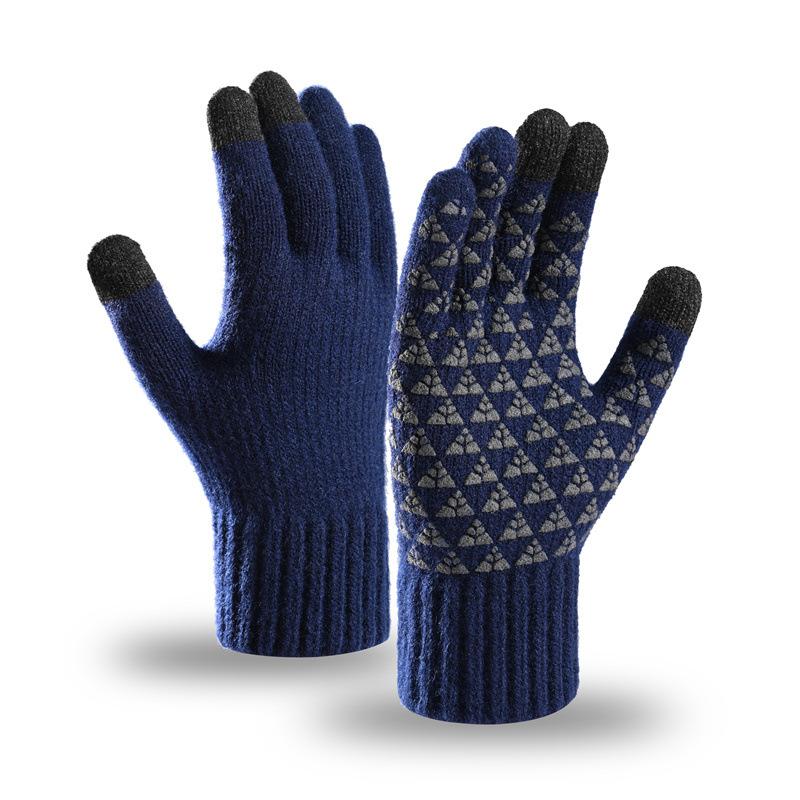 Gants chauds pour hommes pour l'automne et l'hiver, grande taille, en velours, pour écran tactile, résistants au froid, pour cyclisme, gants tricotés pour l'extérieur