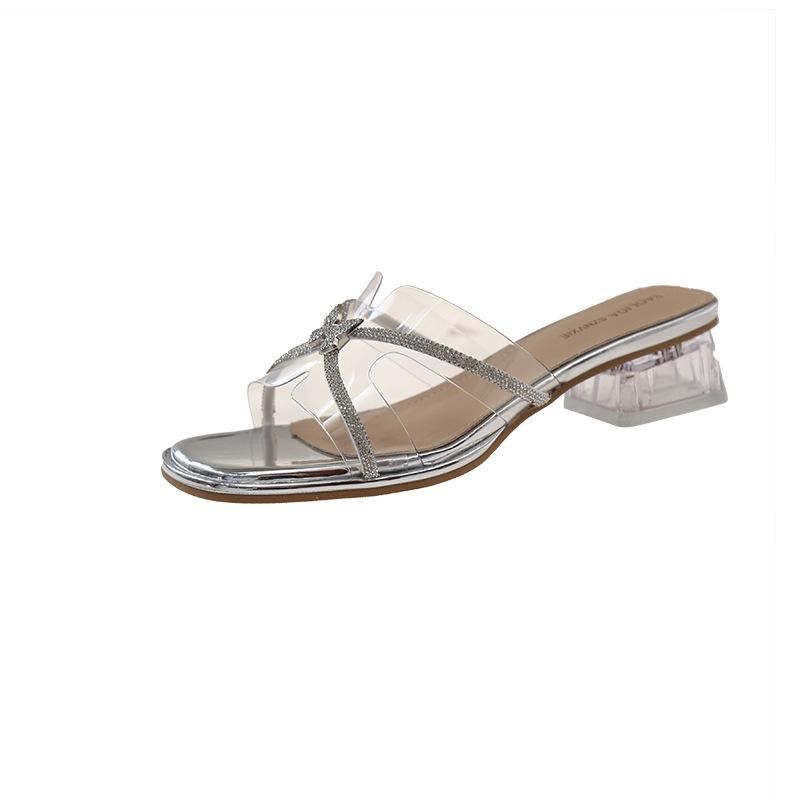 High-Heeled Hausschuhe neue Sommer High-End Meeresufer Schöne Kristall Französisch Cool Hausschuhe