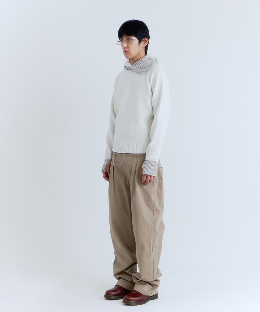 PARADIGMFILM [Ep.03] Slant High-Neck Hooded Knit (Ivory)