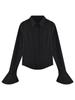 Slim Flared Sleeve Women Shirt Solid Lapel Single-breasted Back Bandage Tunic Spring Female Blouses