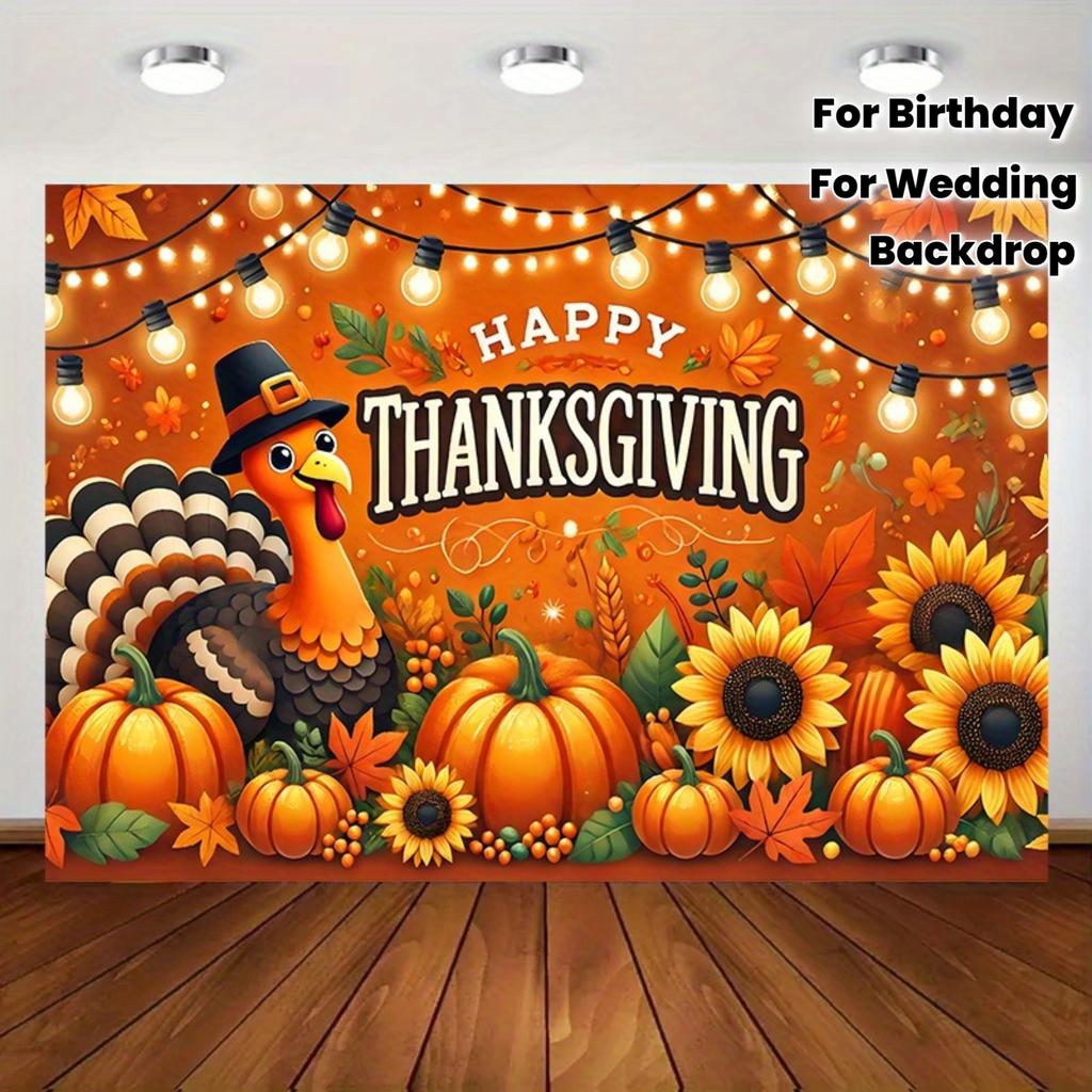 1 piece an energetic polyester background cloth with a Thanksgiving theme suitable for family gatheringszyc