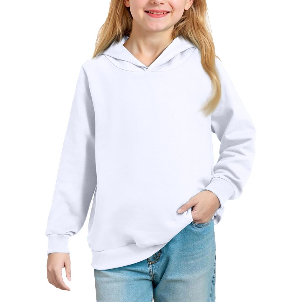 Big Kids' Solid Hoodie - Unisex Pullover Sweatshirt