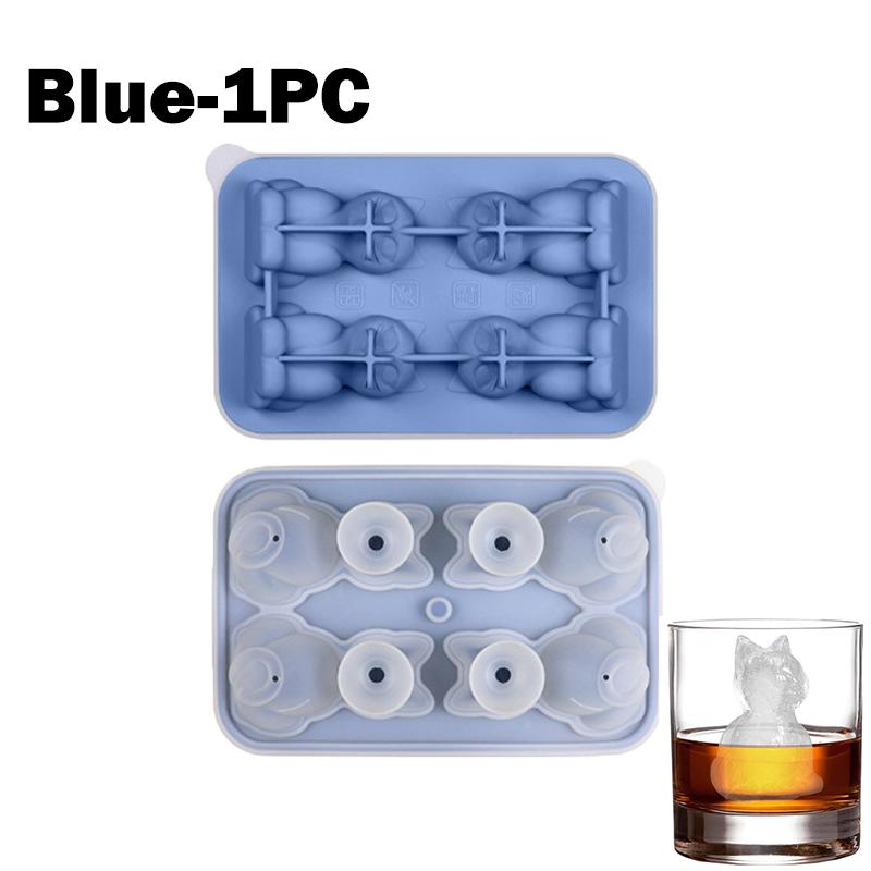 1/2/4PCS Cute 3D Cat Ice Cube Mold Silicone Easy Release BPA Free Ice Block Maker for Kitchen Household Fun Cat Shaped Ice Tray