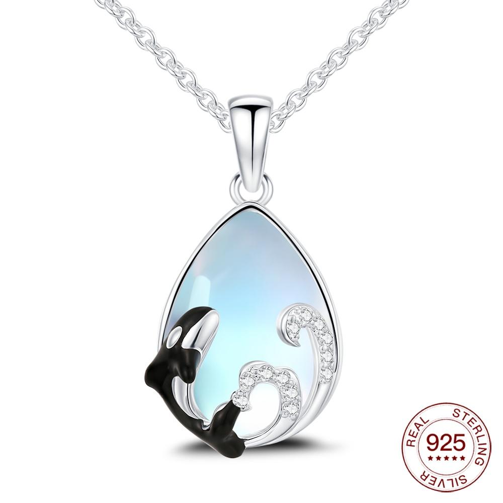 925 Silver Necklace Heart Silver Chain Moon 925 Original Necklace Clover Silver 925 Jewelry Women Gift