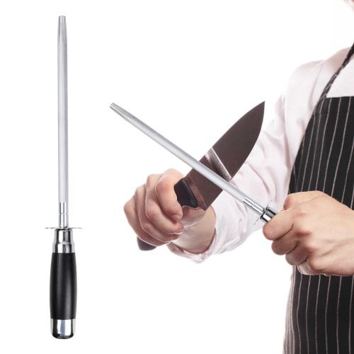 20cm Knife Sharpening Rod, Diamond Premium Carbon Steel Knife Sharpener, Easy to Clean, Easy to Use, Non-Slip Grip, Perfect for Knife and Rod Sharpene