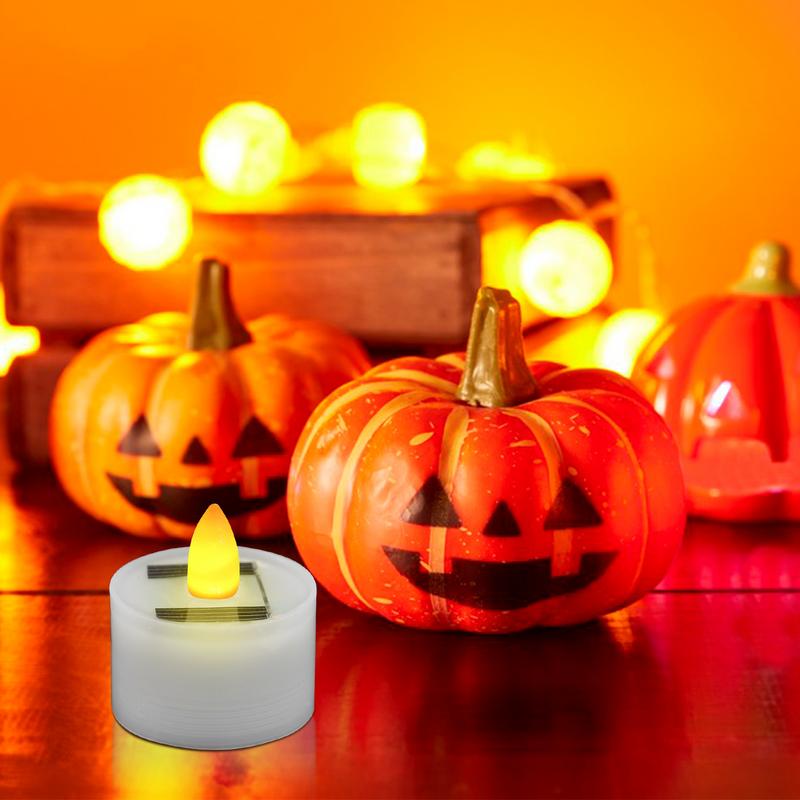 Solar Powered Tea Candles Reusable LED Light Candles Waterproof Flameless Electronic Tea Lights Lamp For Outdoor Garden Decor