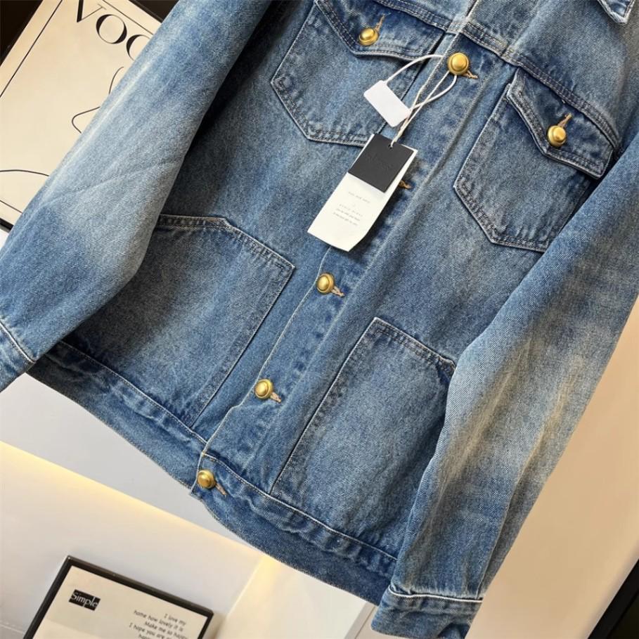 Veste en jean délavé style rétro Hong Kong pour femme - Mode décontractée ample Printemps/Automne 2025