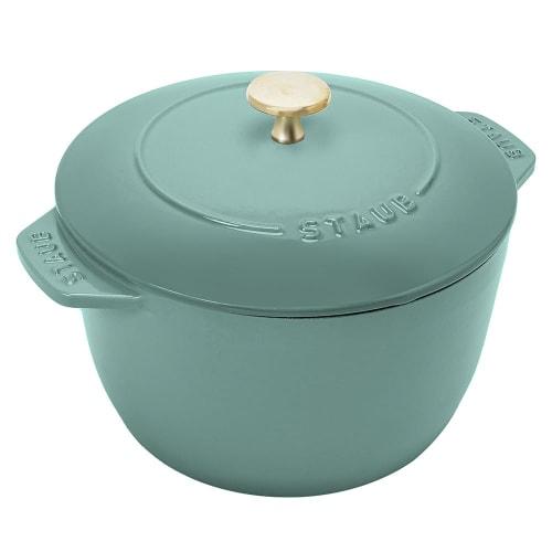 Staub "La Cocotte de GOHAN Eucalyptus Large 20cm" Rice Cooker, 3-Cup Capacity, Cast Iron Enamel Pot, Induction Compatible [Serial Number Included, Off