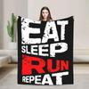 Manta de Franela Eat Sleep Run Repeat Suave y Cálida Colcha para Dormitorio Picnic Regalo Manta de Calidad Personalizada