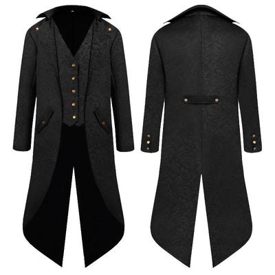 Herren Gothic Jacke Steampunk Frack Langer Mantel Halloween Mittelalter Kostüm Kleid
