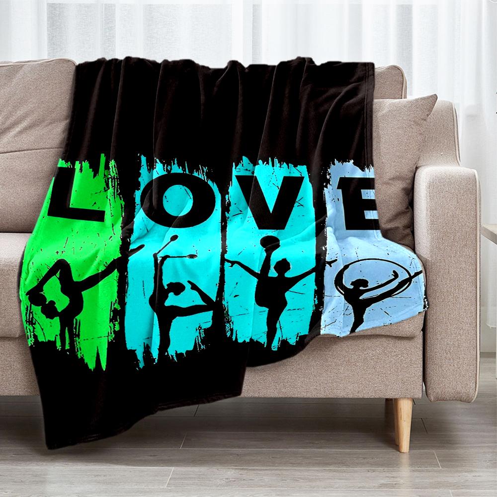 gymnastics Theme Printed Blanket - Perfect for Couch, Bed, Travel & Outdoor Use | Machine Washable, Cozy & Durable.
