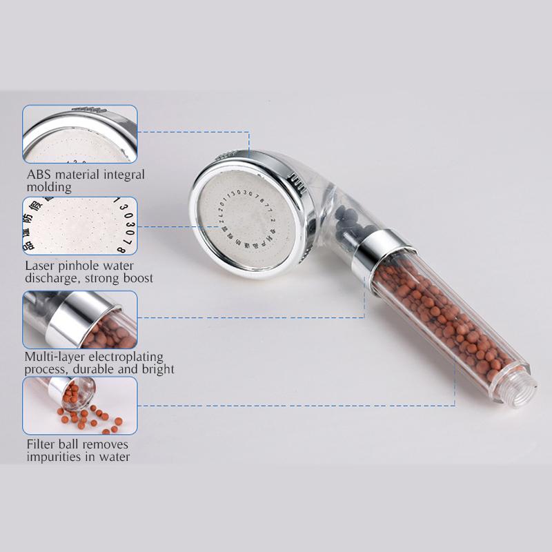 Duș de baie cu 3 moduri Cap de duș cu jet reglabil Economisește presiune înaltă apă Filtru de anioni pentru duș Duză SPA