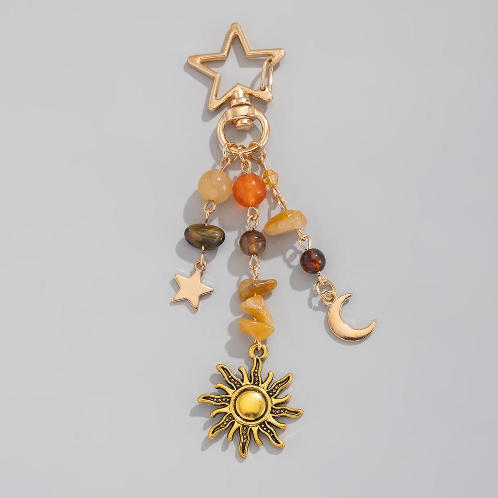 Sweet And Cool Geometric Star And Moon Keychain, Simple Idyllic Irregular Gravel Butterfly Pendant Pendant.