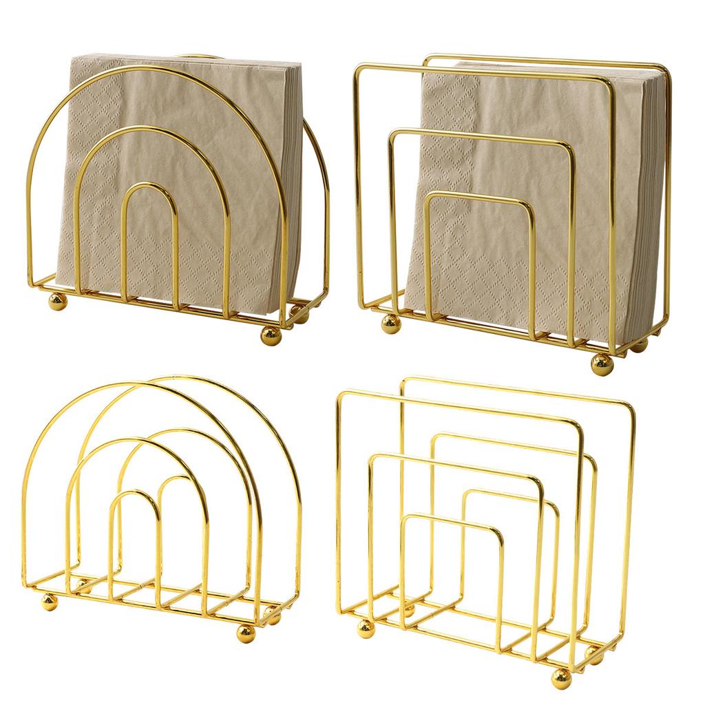 Golden napkin holder, iron tissue holder, three-dimensional hollow tissue box, restaurant square tissue paper storage rack