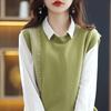 Elegant Solid V-Neck Sleeveless Sweater Vest for Women, Spring & Fall Fashion
