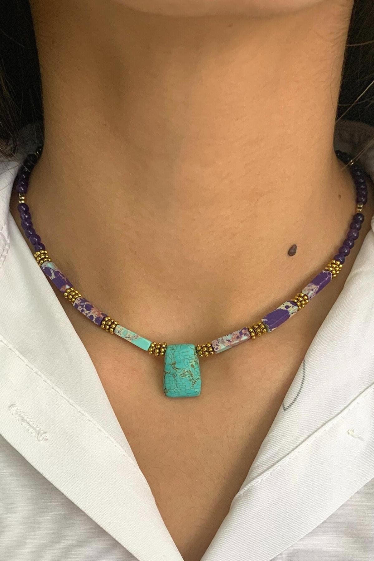 

Женские ожерелья из натурального камня, специальный дизайн, кварц, аметист, флюорит, бирюза, модные ювелирные изделия ручной работы, ожерелья с подвеской 40 cm