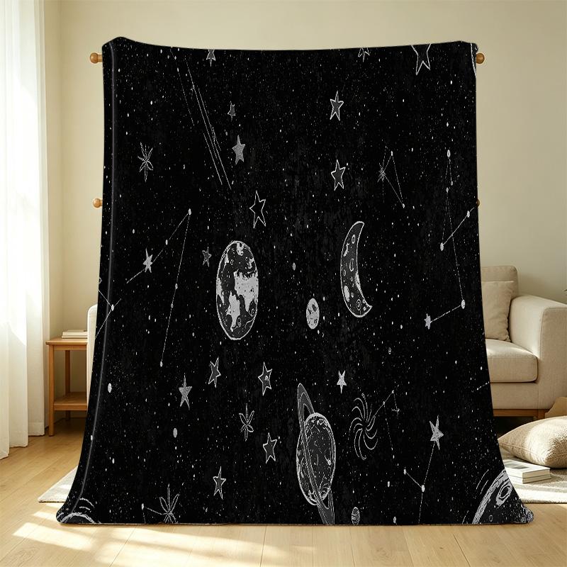 Starry Sky Flannel Blanket - Soft Cozy Skin-friendly Warm Throw for Home, Office Napping, Halloween & Christmas