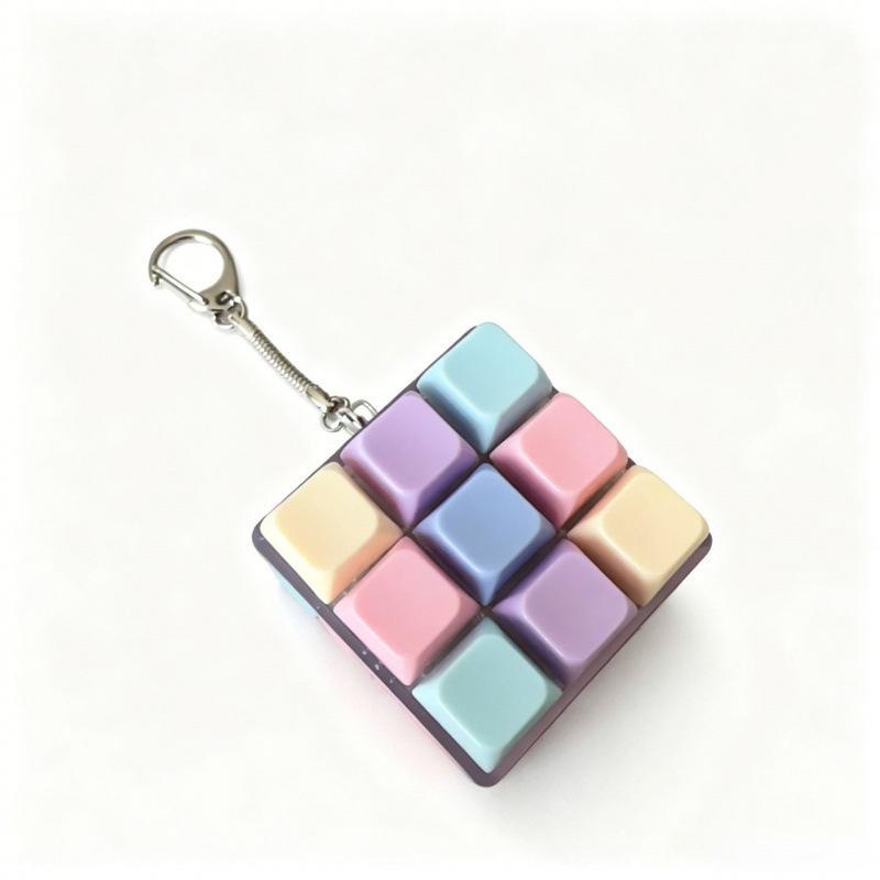 Cute Pastel Keyboard Fidget Keychain Clickable Buttons Fun Stress Relief Toy Ideal Holiday Gift for Kids Adults Office Staff