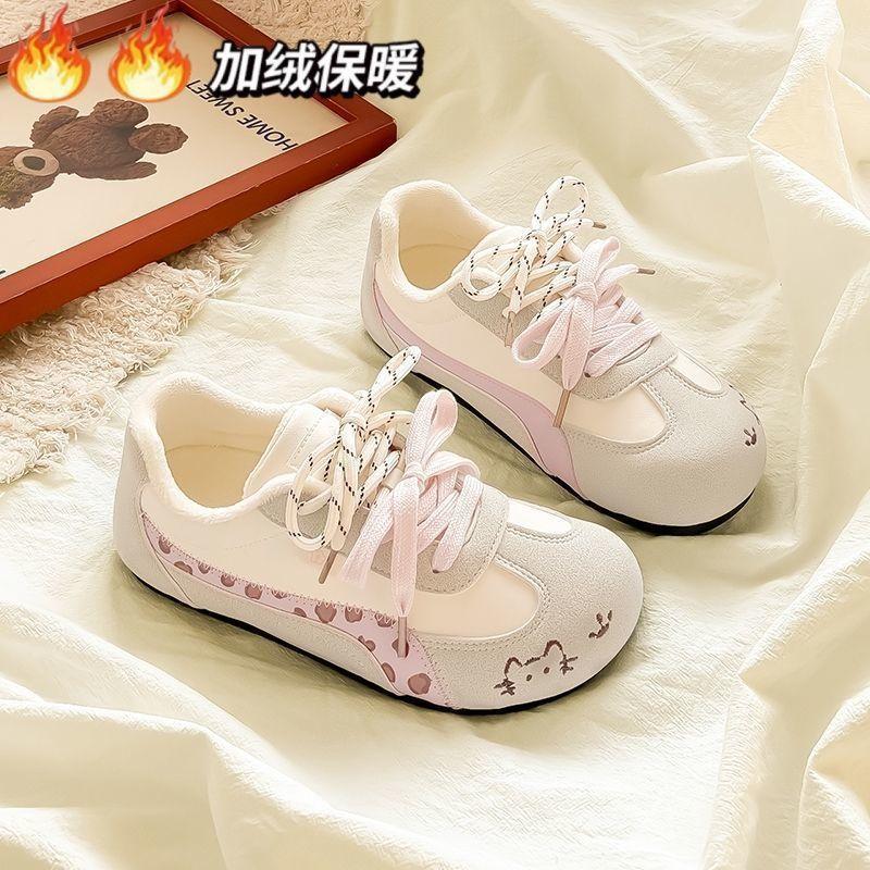 Уродливо-милые флисовые хлопковые туфли Немецкие тренировочные туфли 22 зимние новые студенческие ретро теплые повседневные кеды 35