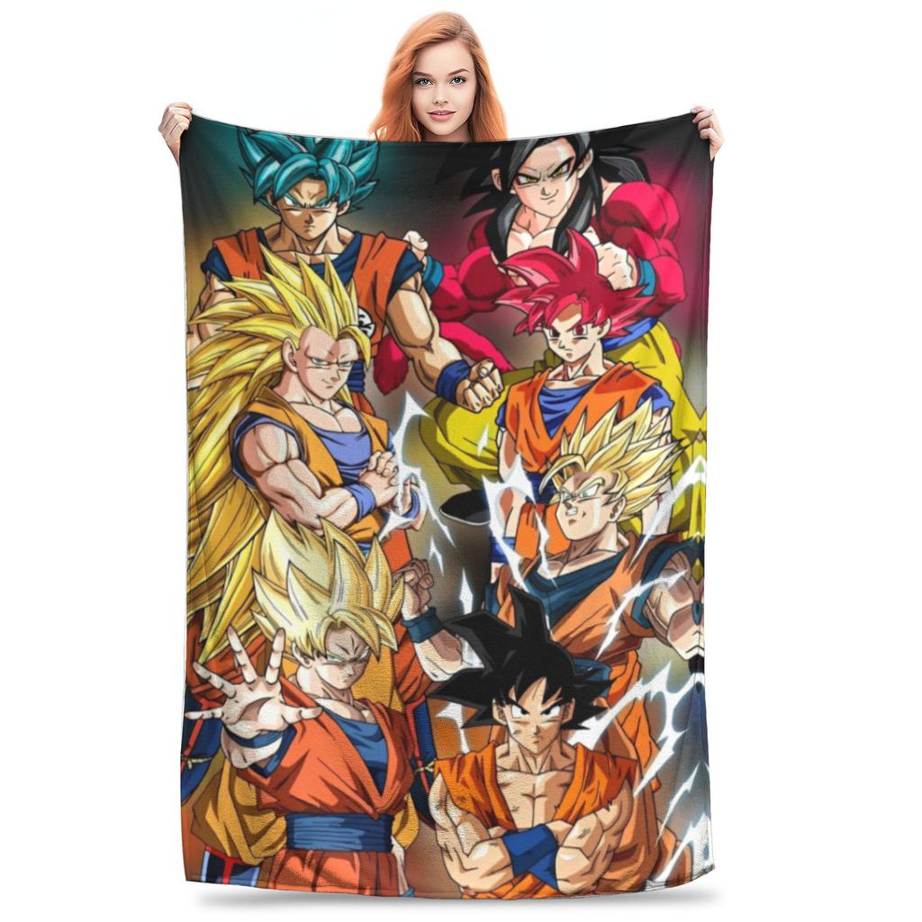 Dragon Ball Z Flannel Throw Blankets Japan Cartoon Blanket for Bedding Car Super Warm Bedspread