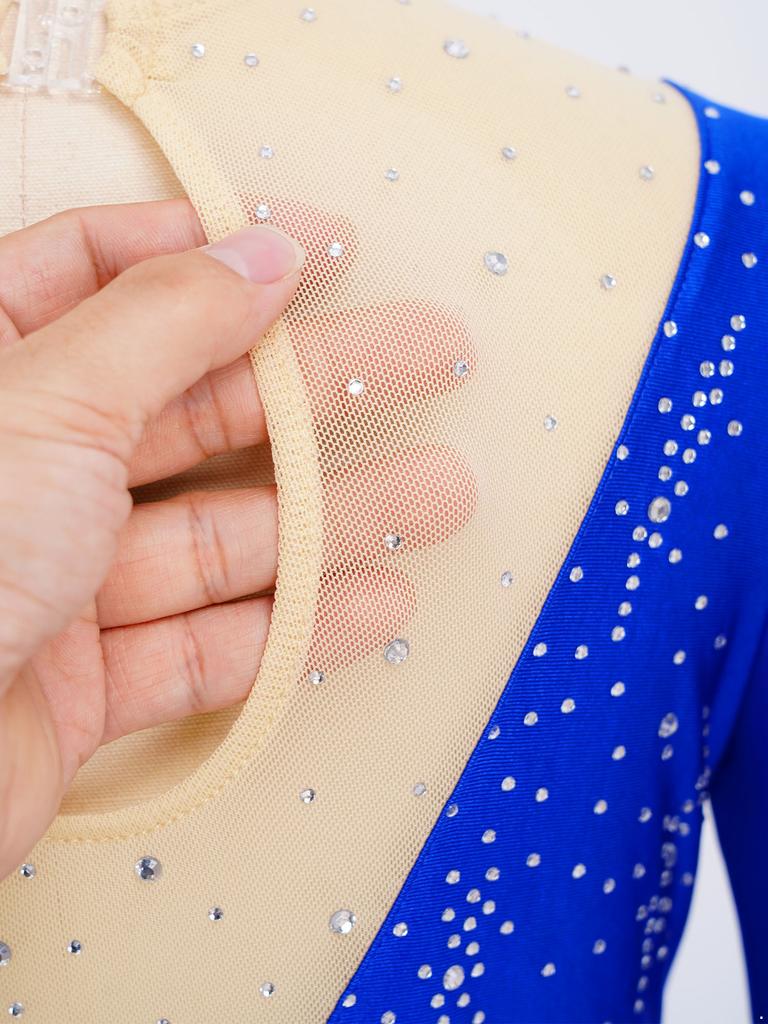 Veelzijdige Trainings- & Wedstrijdjumpsuit voor Kinderen Meisjes: Kenmerken Vingergaten, Mesh Patchwork & Strass Accenten