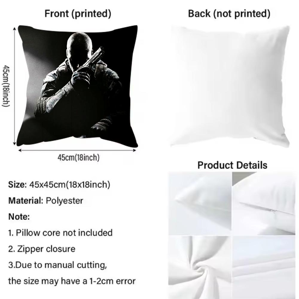 D-Duty-s Black Ops Cushion Cover 2-in-1 Reversible Plush Pillow Cover | Car/Sofa/Bed | Perfect Gift