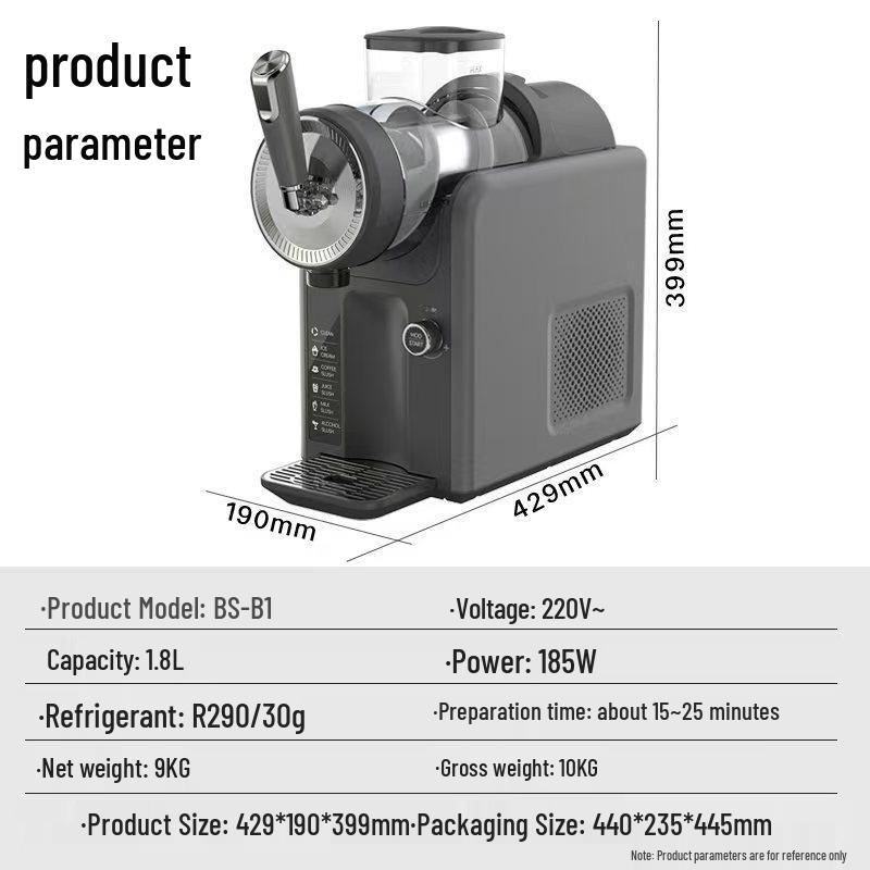 Kompakte Schnee-Schmelz- & Eismaschine: Multifunktionale Selbstreinigung für Milchshakes, Smoothies & Slush-Eis.