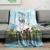 Violet Evergarden Anime Flannel Throw Blanket, Soft Blanket for Sofa Bed, Anime Girl Umbrella Landscape Print Home Decor