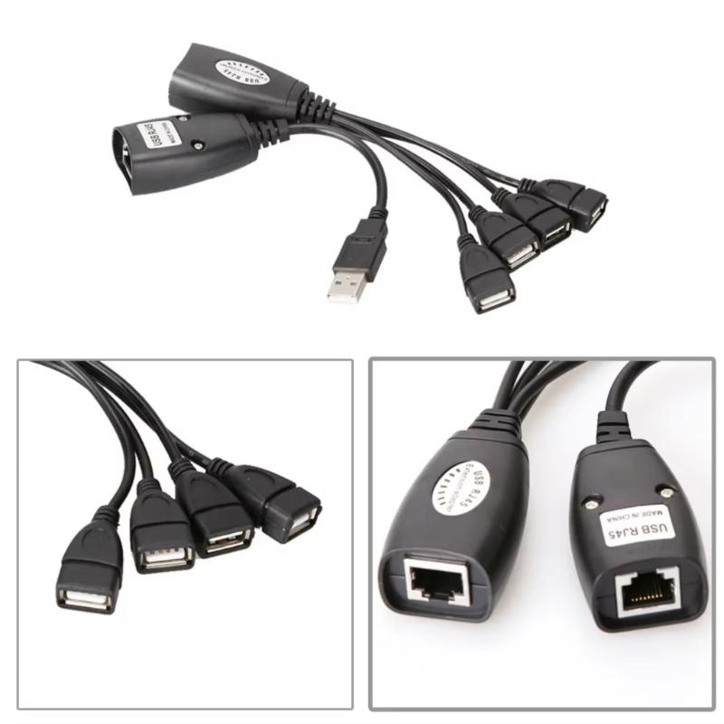 Durability 4Port USB Over Cat6 Cable 50Meter USB Extension Over Twisted Pair Cable for Stable Data Transmission