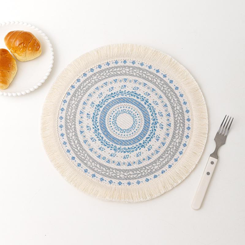 Coaster, Nordic fabric, tassel insulation mat, heat-resistant home pot mat, dining mat, Bohemian decorative mat