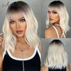 EASIHAIR Synthetic Bob Wigs with Bang Short Straight Light Blonde Beige Natural Hair Wigs for Women Daily Cosplay Heat Resistant