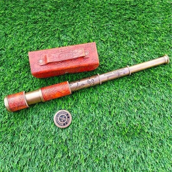Antique Brass Leather Telescope Pirate Working Nautical Spyglass Marine Scope