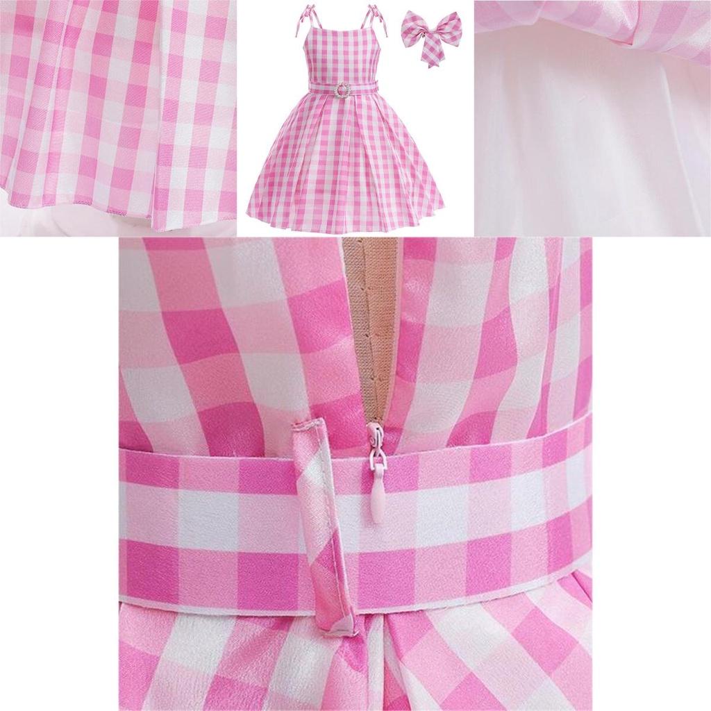 Przepiękna Sukienka Księżniczki Barbie Dla Dzieci Kostium Cosplay Poliester Różowy Rozmiary 100cm-150cm