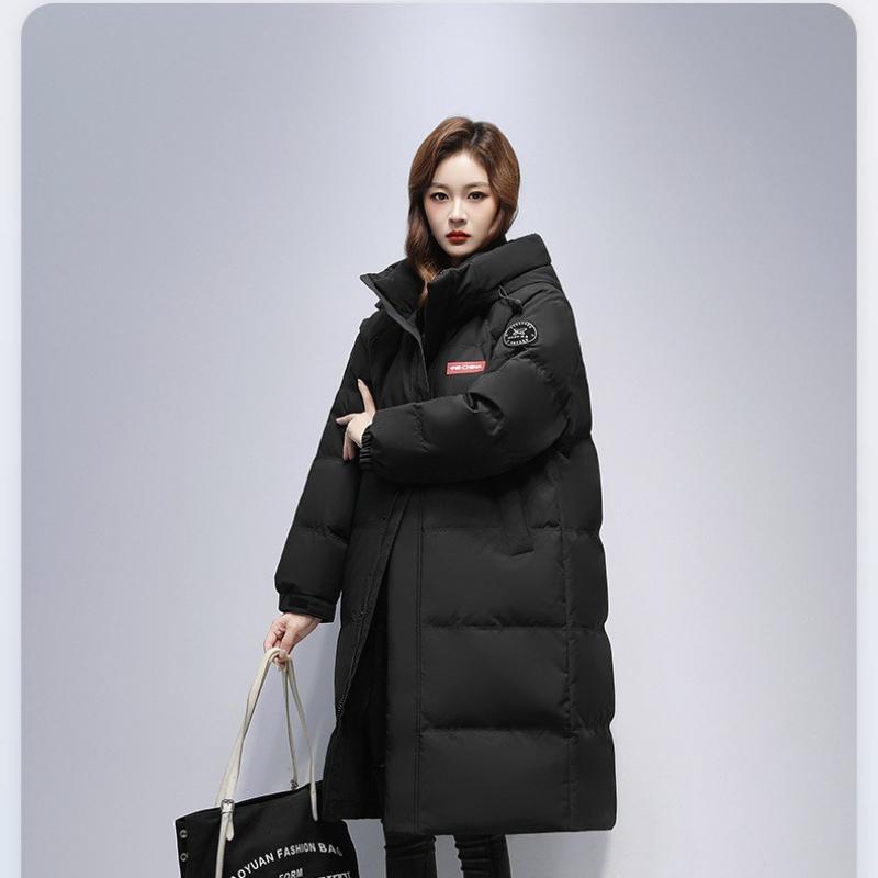 Winter  Over The Knee Hooded Mid Length Unisex Cotton Jacket, Loose and Thick, Warm Couple Jacket for Women
