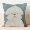 "Adorable White Fluffy Dog Oil - Painting Style Throw Pillow Cover"