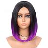 Premium Short Wig With Middle Part For Women Black Blue For Cosplay