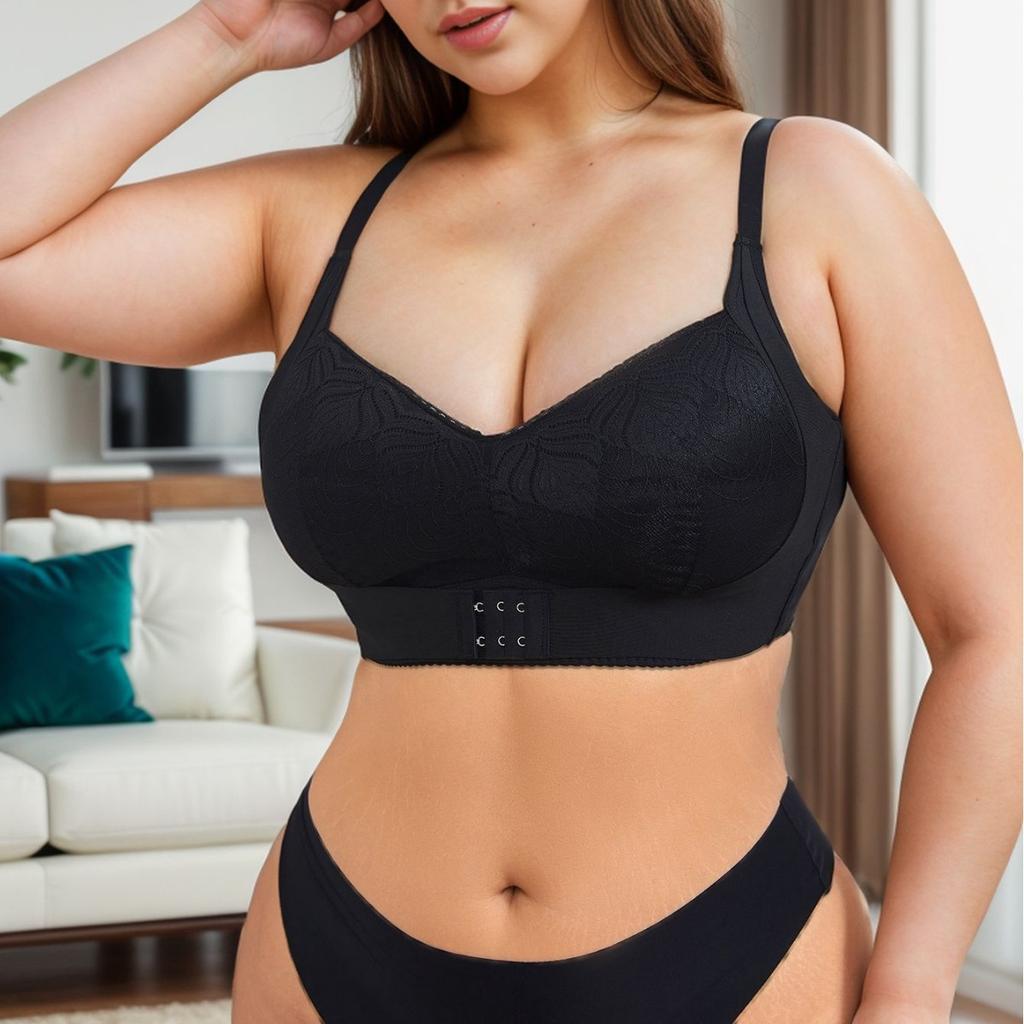 No-rim Push-up, Comfortable and Breathable Bra Fashionable Front and Back Buckle Large Size Seamless Side-breasted Bra