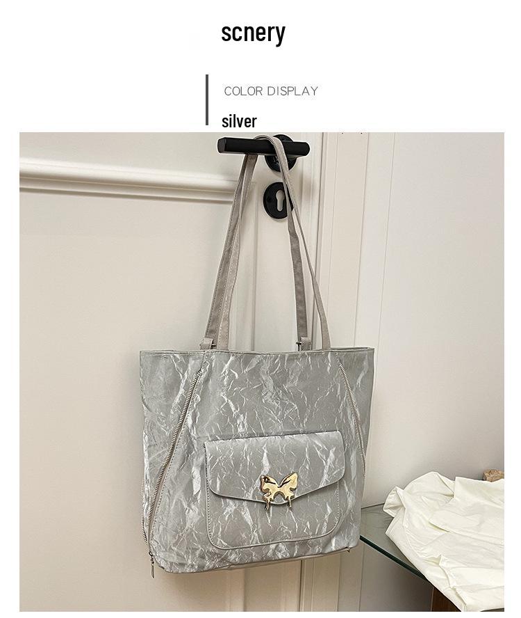 Metal Butterfly Waterproof PU Tote: Large Multifunctional Backpack & Commute Shoulder Bag for Women