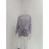 Women's Casual Off-shoulder Batwing Long Sleeve Waffle Knit Pullover Waist Cinching Sweater Top