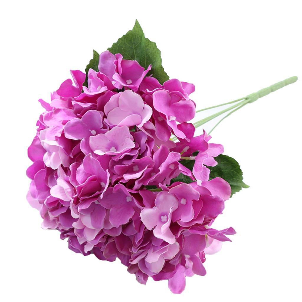 Flowers - 13 Inch Long Stem Silk Hydrangea - Artificial Flowers Realistic Hydrangea Bouquet For Wedding Party