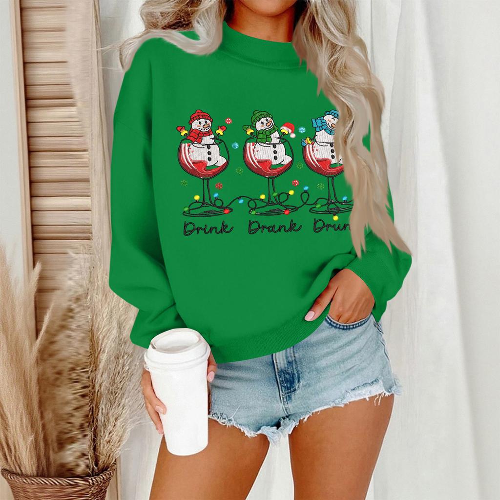 Women's Casual Fashion Round Neck Long Sleeve Christmas Printed Sweatshirt