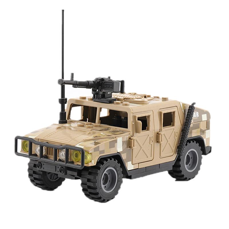 WWII Military Jeeped Car Vehicles Building Block Soldier Army Figure Weapons Heavy Machine Gun Gatling NSV Accessories Toys  Playsets K037
