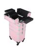 Multifunctional 4-TierProfessional Makeup Case, Foldable Cosmetic Case for Hair Stylists, Beauticians, Nail Tech Students