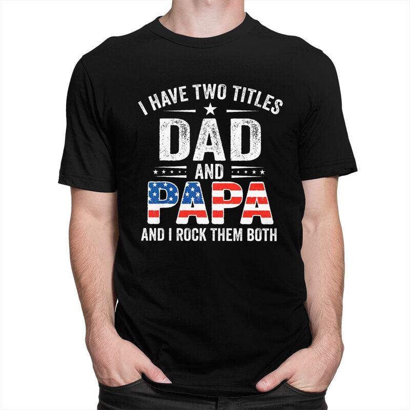 Custom Retro USA Flag Dad And Papa T Shirts Men Pure Cotton Tee Tops Fathers Day Gift Tshirts Short Sleeve Fashion Tshirt