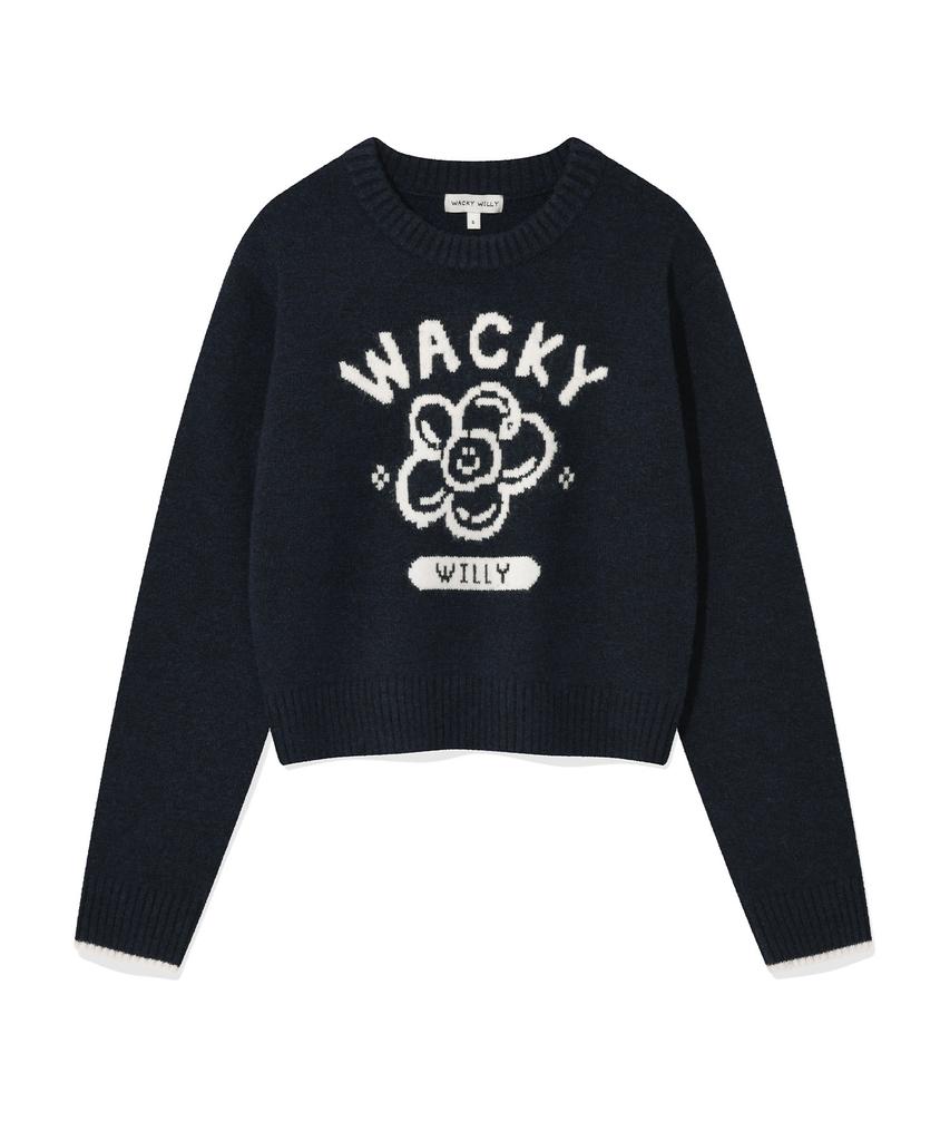 WACKY WILLY Women'S Big Lily Graphic Pullover Dark Navy